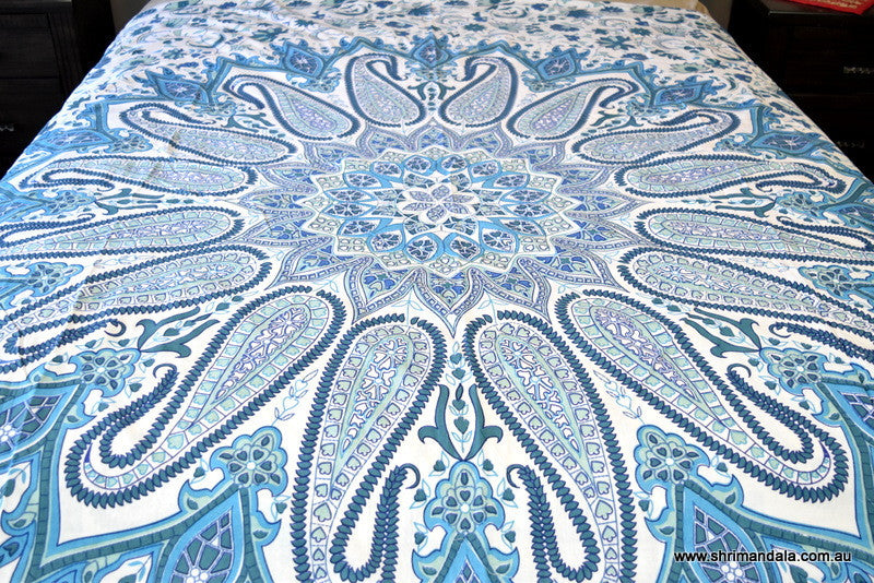 Bohemian Paisley Blue Mandala Duvet Set