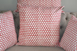 Red Polka Dot Block Print Canvas Cotton Cushion Cover Pillow 2Pcs