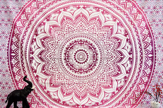 Yantra Pink Ombre Mandala Throw - Adore India   