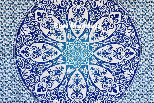 Brahma Blue Ombre  Mandala Throw - Adore India   