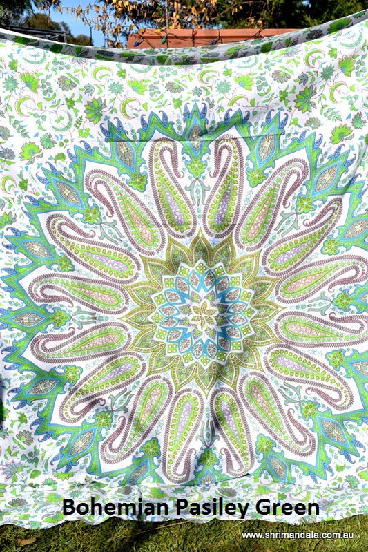Bohemian Paisley Green Throw - Adore India   