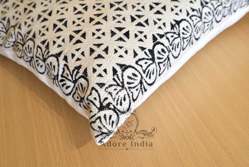 Geometrical Block Print Cotton Dari Cushion Cover Euro Size 65x65cm