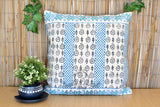 Block Print Star Cotton Dari Cushion Cover Teal Euro Size 65x65cm