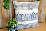 Block Print Tilak Cotton Dari Cushion Cover Burgundy Blue Size 65x65cm