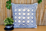 Block Print Aztec Indigo Cotton Dari Cushion Cover Euro Size 65x65cm