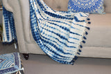 Indigo Tie and Dye  Shibori Cotton Sluby Bohemian Throw
