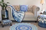 Indigo Tie and Dye  Shibori Cotton Sluby Bohemian Throw