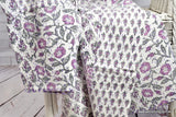 Indian Handmade Purple Hand Block Patchwork Reversible Kantha Quilt