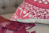 Block Print Pink Daisy Mandala Dari Cushion 50 cms