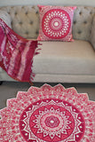 Pink Mandala Block Print Dhurrie Carpet Rug