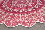 Pink Mandala Block Print Dhurrie Carpet Rug
