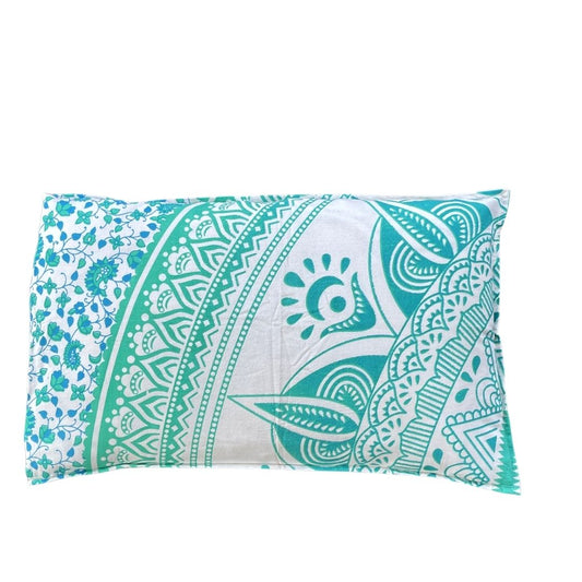Daisy Turquoise Cotton Mandala Pillow Set 2Pcs