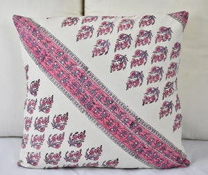 Hand Block Cushion Cover-Pink