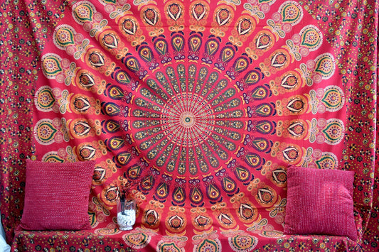 Harmony Red Mandala Throw - Adore India   