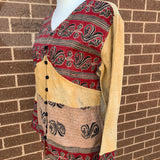Indian Handmade Reversible Cotton Vintage Kantha Quilted Jacket MED-3