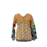 Indian Handmade Reversible Cotton Vintage Kantha Quilted Jacket MED-7