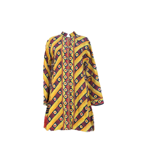 Indian Handmade Reversible Cotton Vintage Kantha Quilted Jacket MED-6