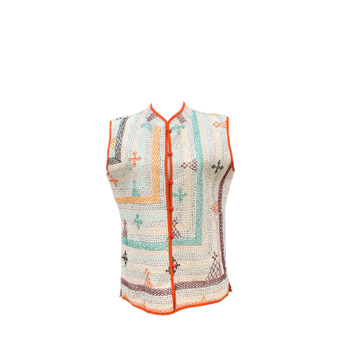 Indian Handmade Reversible Cotton Vintage Kantha Quilted Jacket MED-12