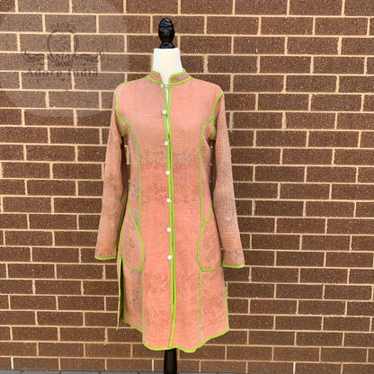 Indian Handmade Reversible Cotton Vintage Kantha Quilted Jacket MED-14