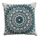 Block Print Daisy Green Mandala Cotton Dari Cushion 50 cms