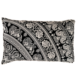 Handmade Elephant Black and White Mandala Cotton Pillow Set 2Pcs