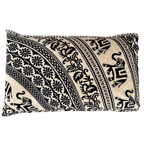 Handmade Elephant Beige Mandala Cotton Pillow Set 2Pcs - Adore India   