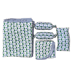 Umbrella Print Cotton Reversible Baby Kantha Quilted Cot Crib Set