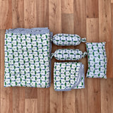 Umbrella Print Cotton Reversible Baby Kantha Quilted Cot Crib Set