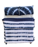 Handmade Indigo Tie dye Stripe Quilted Reversible Kantha Quilt