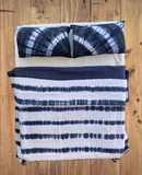 Handmade Indigo Tie dye Stripe Quilted Reversible Kantha Quilt