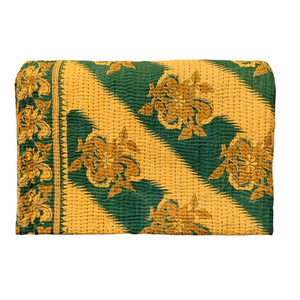 Indian Handmade Reversible Vintage Kantha Quilt Bedspread Meena