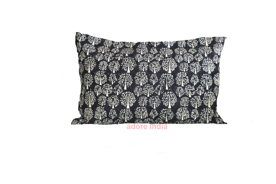 Tree of Life Black Hand Block Print Cushions 2 Pcs - Adore India   