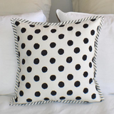 Black Dot Hand Block Print Cotton Cushion Cover 40cms