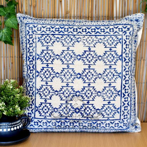 Heavy Cotton Dhurrie Cushions Indian Thick Block Dari Cushions