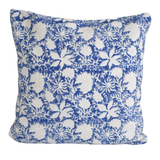 Indigo Flower Block Print Cotton Dari Cushion Cover 45cm