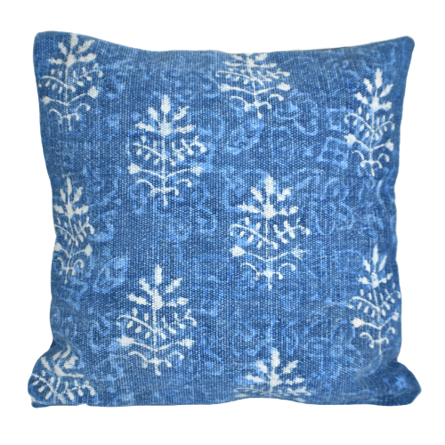 Indigo Booti Block Print Cotton Dari Cushion Cover 45cm