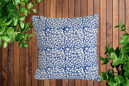 Indigo Cells Block Print Cotton Dari Cushion Cover 45cm