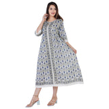 Cicely Hand Block Printed Soft Cotton Dress Maxi