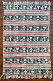 Handmade Beautiful Black Holy Block Print Cotton Dari Carpet