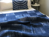 Handmade Indigo Tie dye Box Kantha Quilt