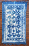 Handmade Geometrical Block Star Print Indigo Cotton Dhurrie Carpet