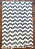 Handmade Zigzag B&W Block Print Cotton Dhurrie Carpet
