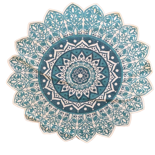 Handmade Green Turquoise Mandala Block Print Cotton Dhurrie Carpet Rug
