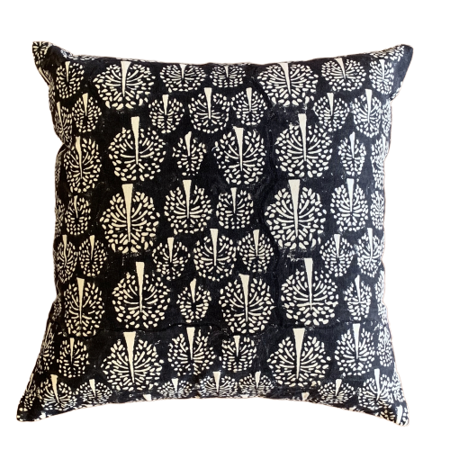 Tree of Life Black Hand Block Print Cushions 2 Pcs - Adore India   