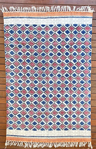 Handmade Beautiful Multi Ikat Block Print Dari Cotton Carpet