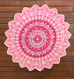 Handmade Pink Mandala Block Print Cotton Dhurrie Carpet Rug