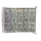 Olive Indigo Shade Block Print Cotton Dari Carpet