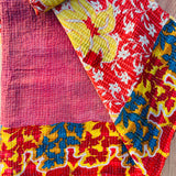 Indian Handmade Cotton Vintage Kantha Quilt Bedspread Throw- Poorna