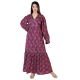 Mabel Purple Traditional Paisley Printed Bohemian Vintage Dress