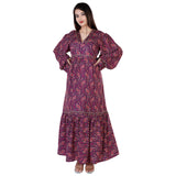 Mabel Purple Traditional Paisley Printed Bohemian Vintage Dress